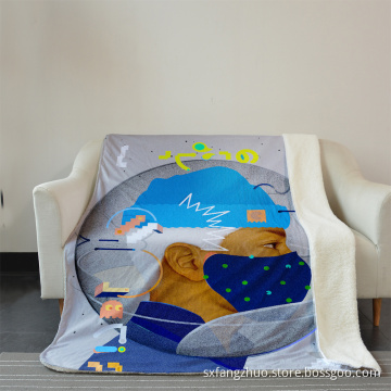 COVID-19 3D digital print throw flannel fleece blanket